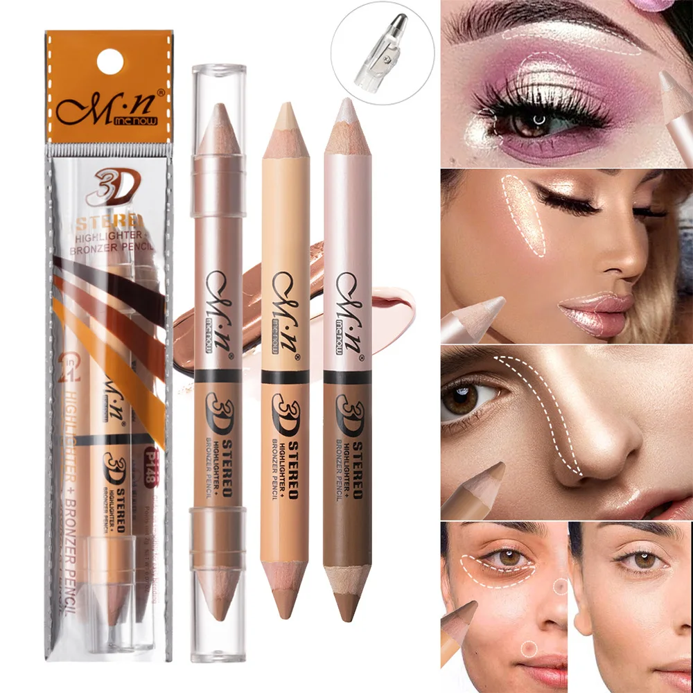 

Double Head Shading Highlighter Pencil Face Makeup Concealer Waterproof Contour Repair Bronzer Brighten Wooden Pen Makeup Tools