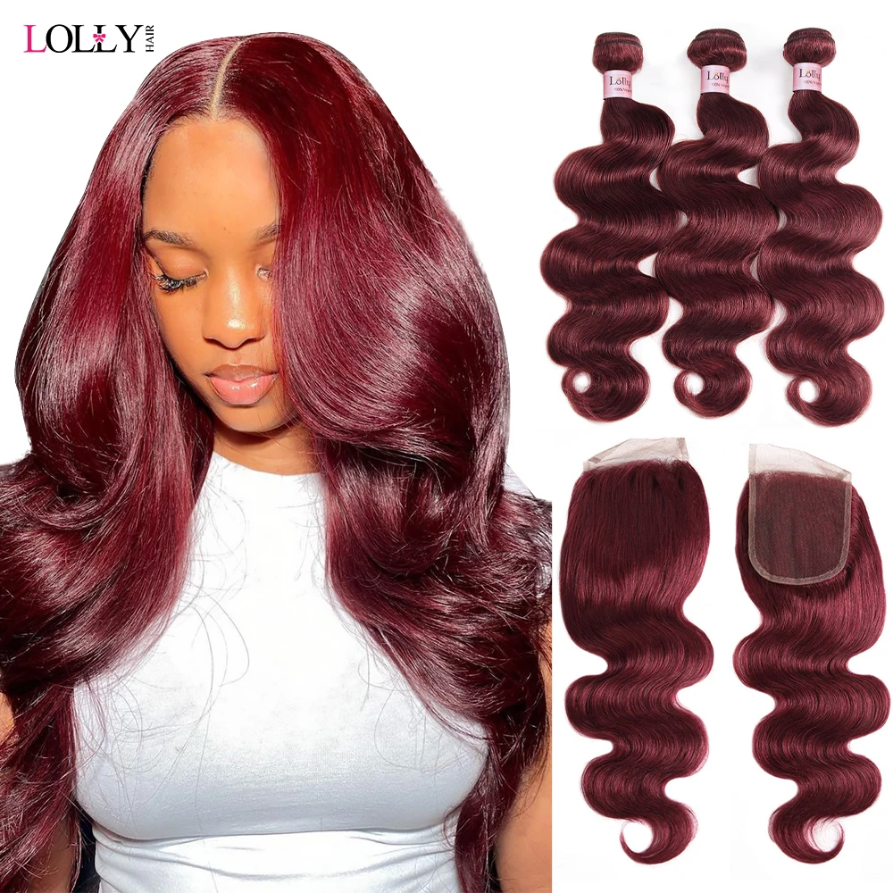 Lolly Hair 99J Бордовые Волосы Пучки с Застежкой 30 Дюймов