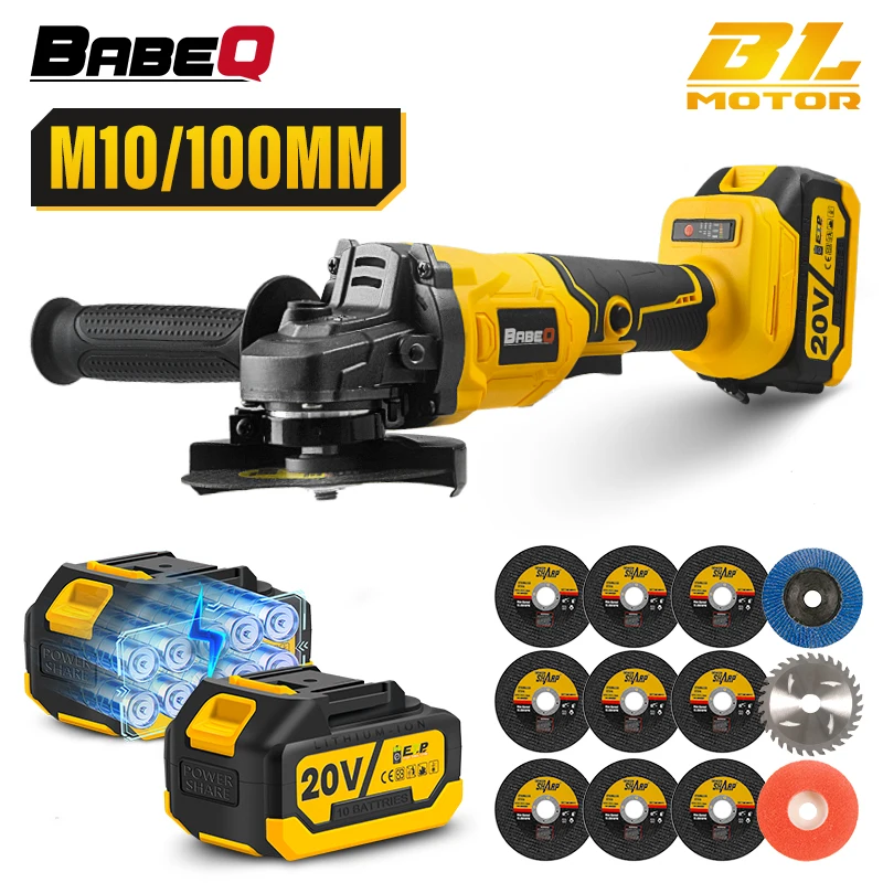 M10 100mm Brushless Electric Angle Grinder Rechargeable 3 Speed Angle Grinder Grinding Cutting Machine For 18V Makita Battery