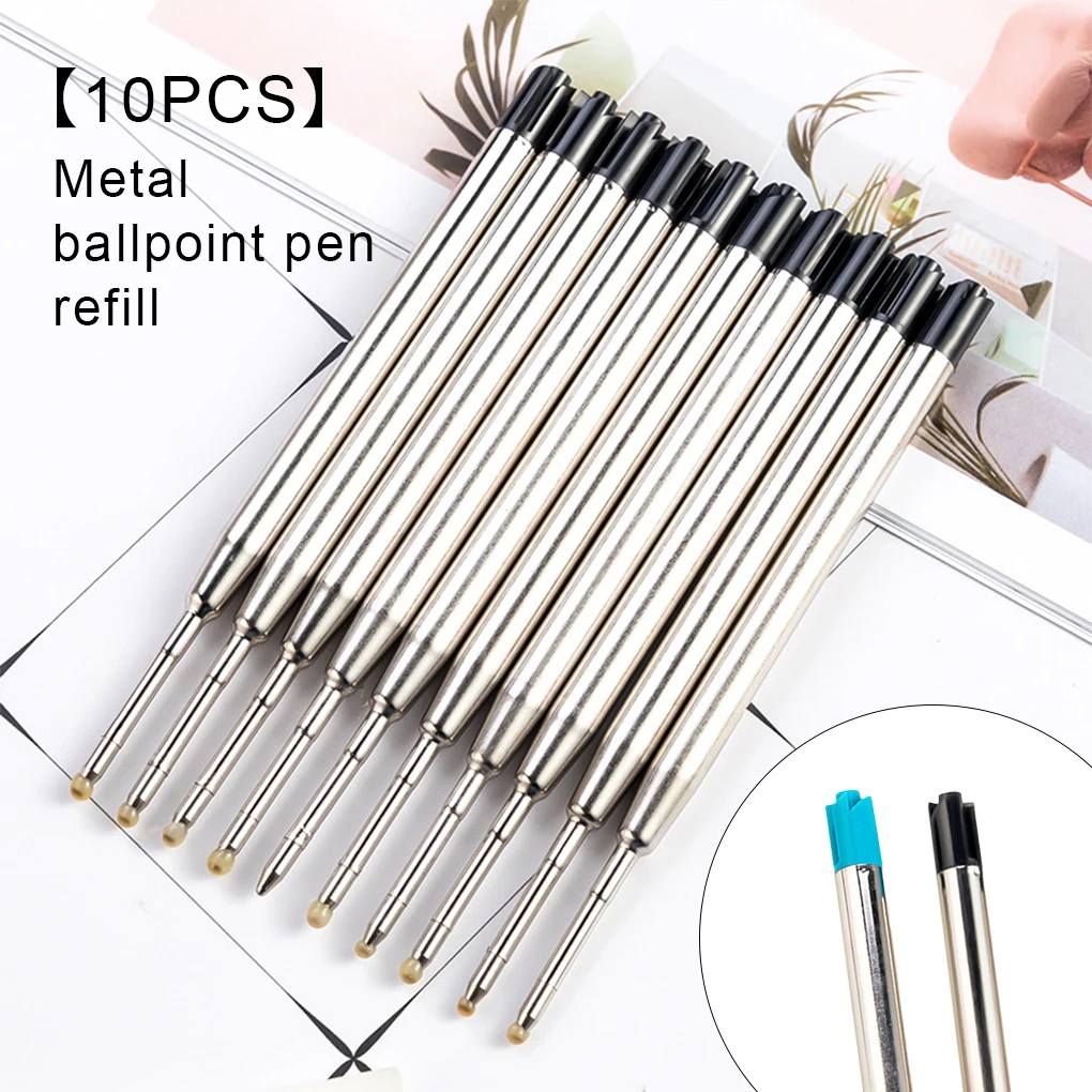 

10 Pieces Ballpoint Pen Refills 1mm Home Office Business School Smooth Writting Stationery Replacement Learn Supplies