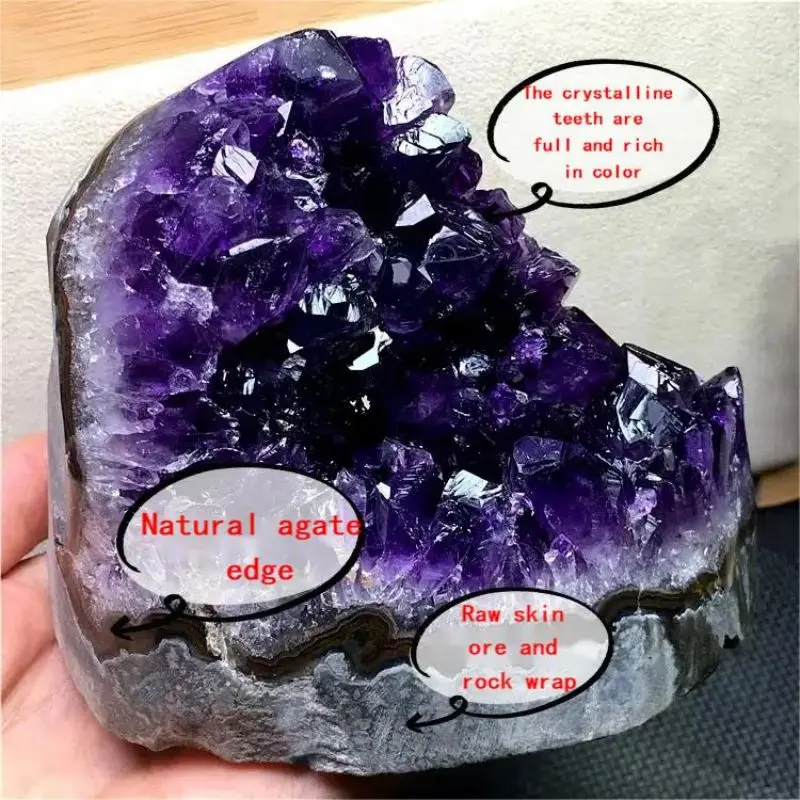 1Pcs Special Clearance Natural Brazil Amethyst Cluster Ornaments Geode Piece Raw Ore Specimen Degaussing Stone Treasure Pot