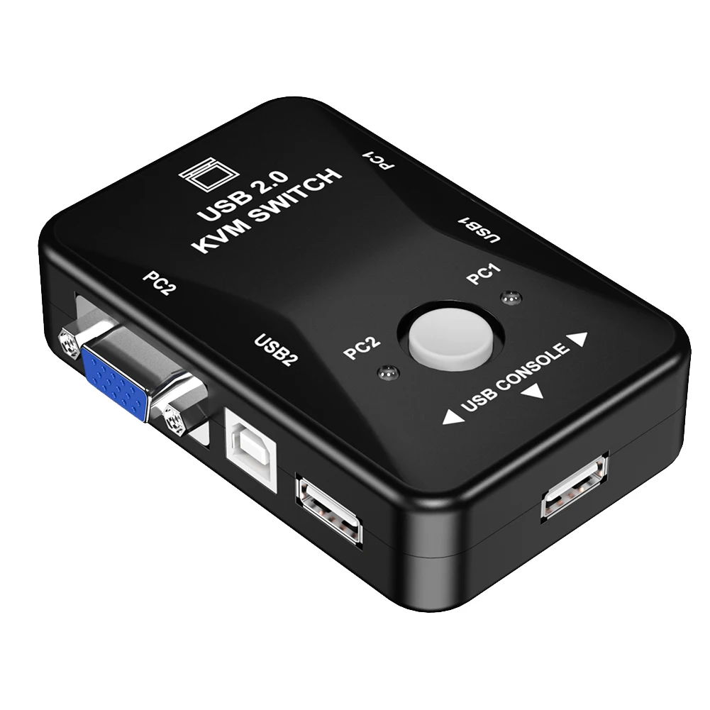 2 порта USB HDMI-совместимая KVM-коммутационная коробка 2 в 1 с выходом 1920*1080 VGA разделитель для совместного использования клавиатуры мыши монитора компьютера