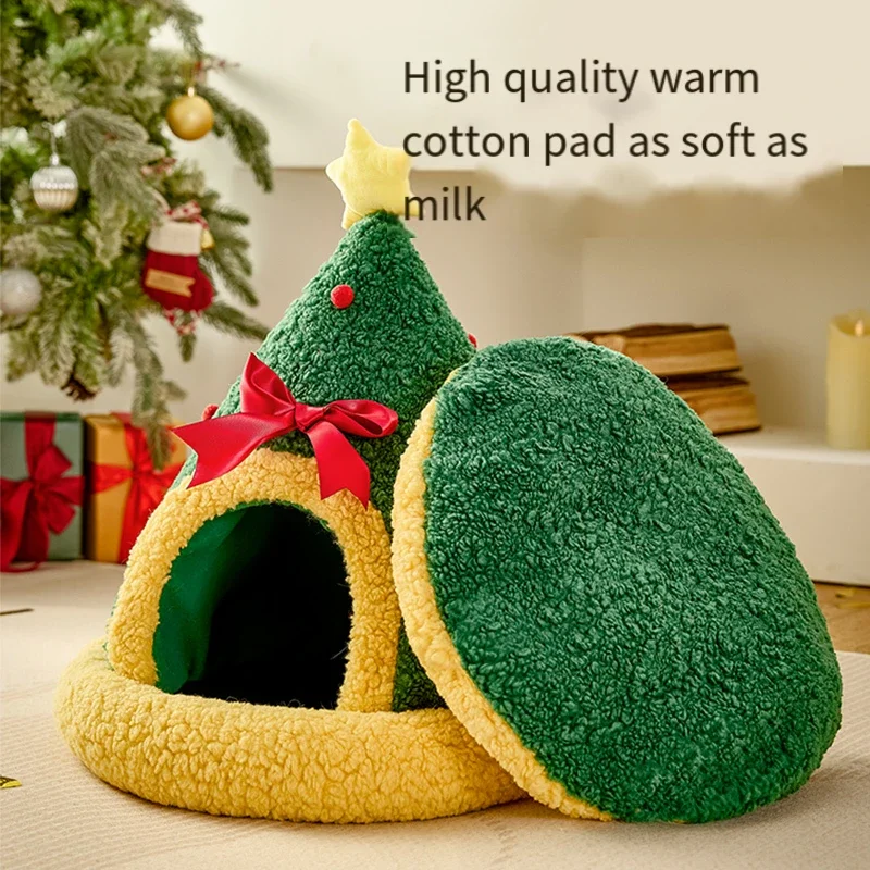 Милый рождественский туалет для кошек теплый зимой универсальный кошачий домик