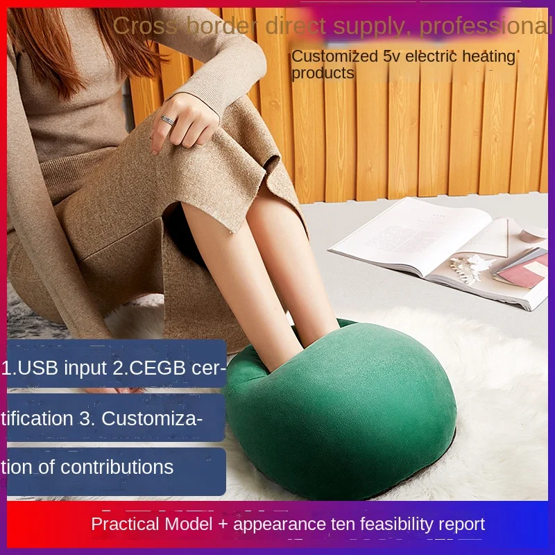 

Подогреватель для ног с USB, зимняя теплая Домашняя однотонная обувь с имитацией кроличьего меха, съемная моющаяся, с электроподогревом