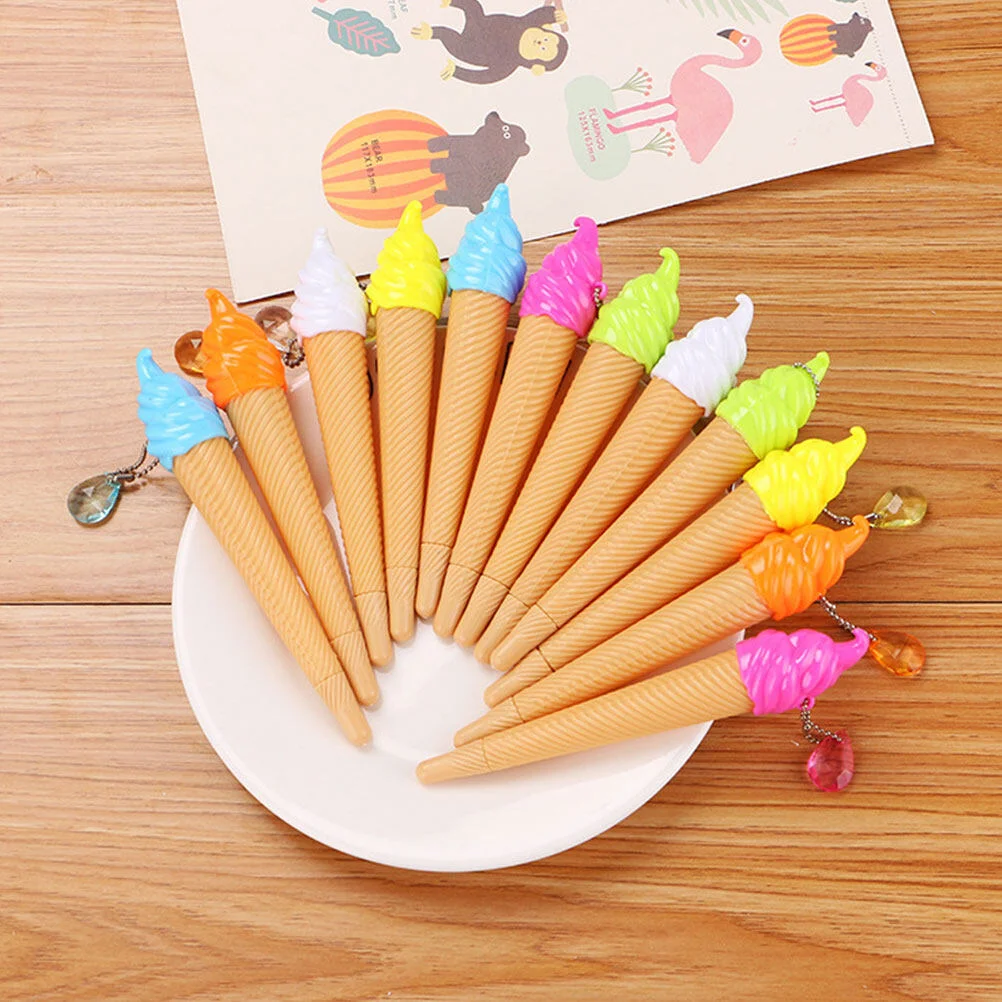 

10Pcs Students Gel Ink Pen Ice Cream Elements Stationery Children Prize Gifts Students Gel Writing Pen