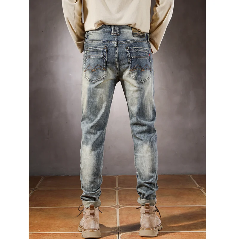 Men Clothing 2022 New Style Blue Straight Large Jeans Self-cultivation Vintage Comfortable Pencil Pants Women Autumn and Winter