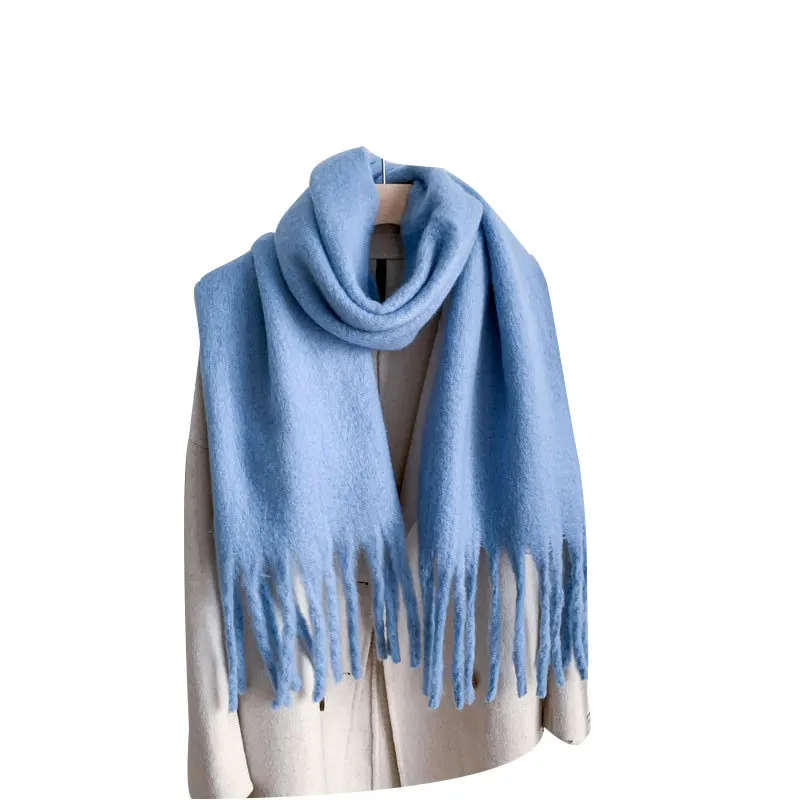 

New 2022 Warm Imitation Cashmere Scarf for Women Luxury Brand Winter Shawl Wraps Thick Blanket Tassel Stoles Neckerchief Bufanda