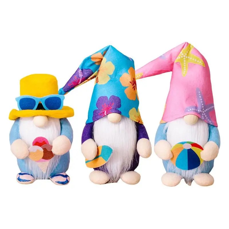 

Beach Gnomes Plush 3 Pieces Beach Elf Dwarf Figurines Scandinavian Home Ornaments Collections Kitchen Tiered Tray Decorations