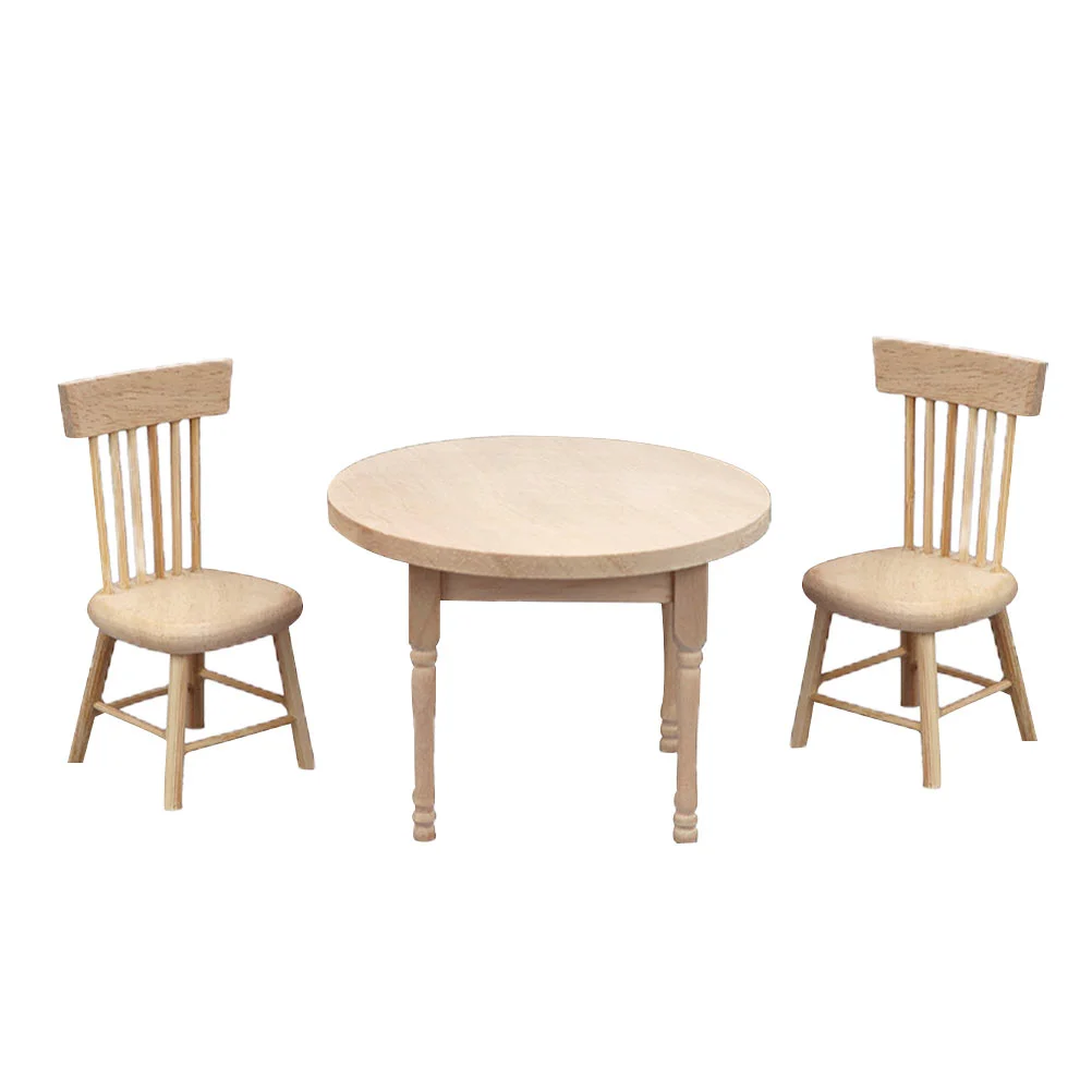 1 Set Mini Round Desk Chair Set Furniture Model Playhouse Accessory Playhouse Decor