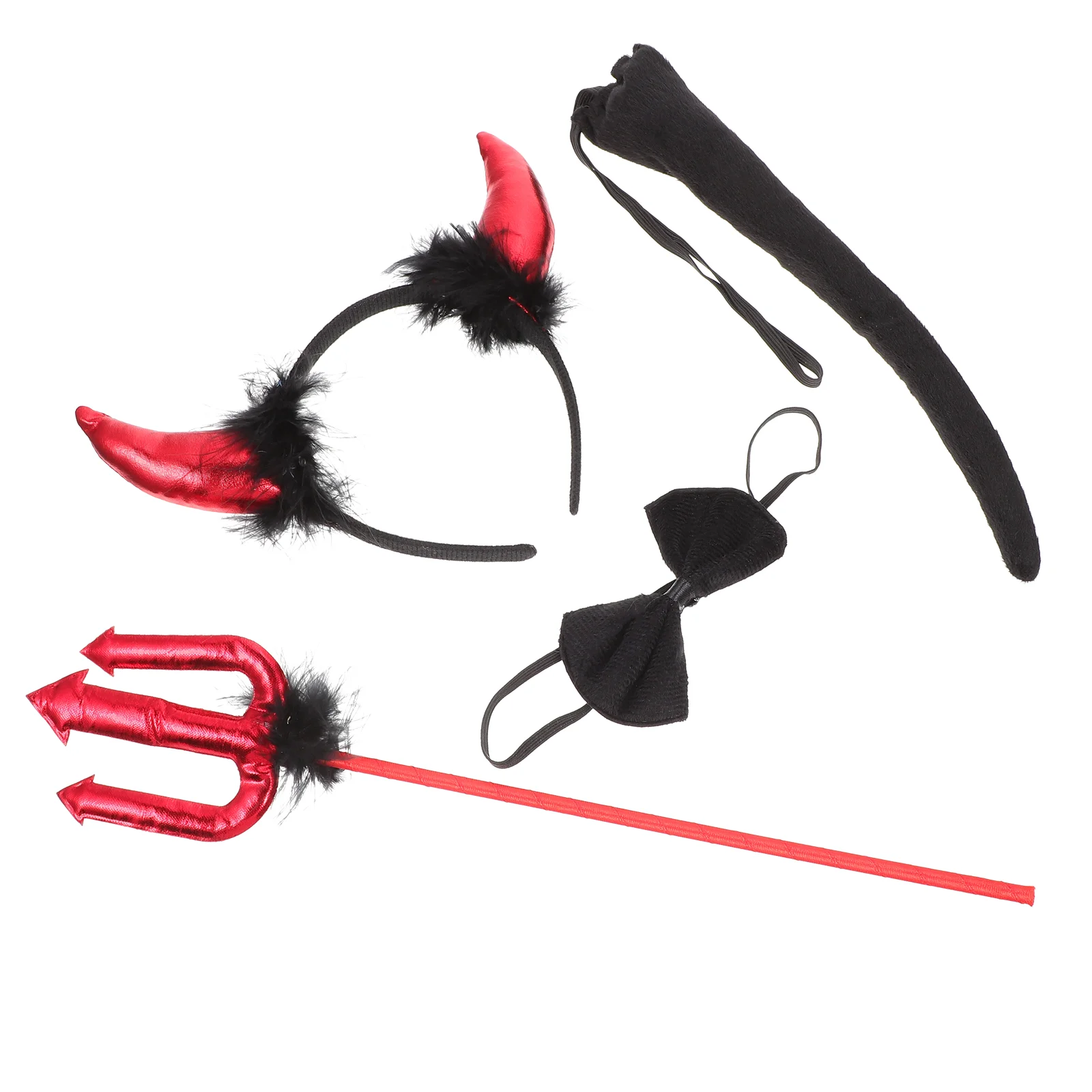 

Devil's Horn Headband Halloween Bow Tie Decoration Costume Party Red Prom Suit Prop Tail Cosplay Props Fabric Accessory Child