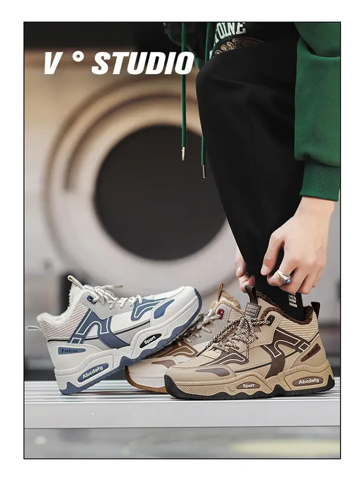 

Winter cashmere warm high top board shoes casual shoes fashion explosive men's shoes