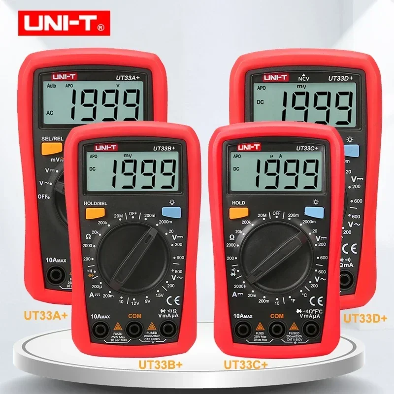Фото UNI-T UT33A+ /UT33B+ /UT33C+ /UT33D+ Мультиметр размером ладони Измерение сопротивления ЖК-дисплея AC DC 2 мF Емкость NCV Тестер Подсветка №2