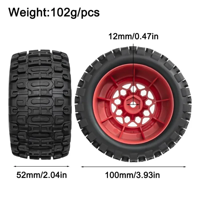 Фото Шины Mx2.15 дюйма 100*52 мм для радиоуправляемых моделей 1/16 Trxs Mini Maxx Xrt E-revo RLAARLO MJX HSP Losi и 1/18 Mini LM для внедорожных гонок №3