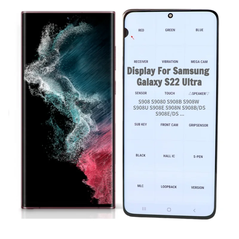 Original For Samsung Galaxy S22 Ultra 5G Display S908B S908U SM-S908B/DS S908E AMOLED LCD Touch Screen Digitizer Repair Assembly enlarge