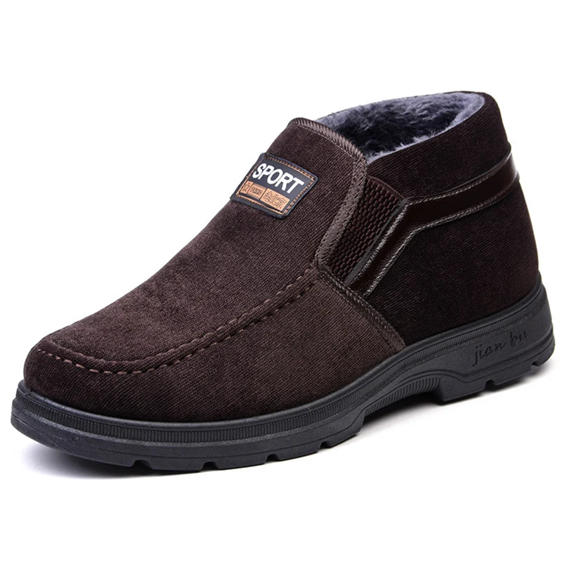 

Men Boots Comfort Men's Warm Fur Snow Boots Winter Shoes Men Warm Slip On Rubber Ankle Winter Boots Size 39-44