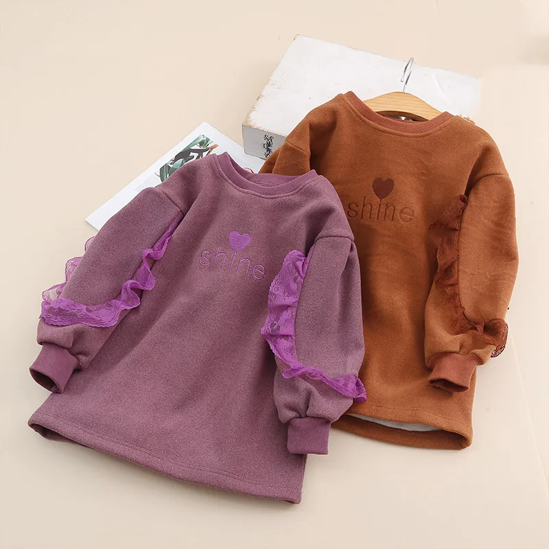 

Утепленное бархатное платье с вышивкой, на Возраст 3-12 лет