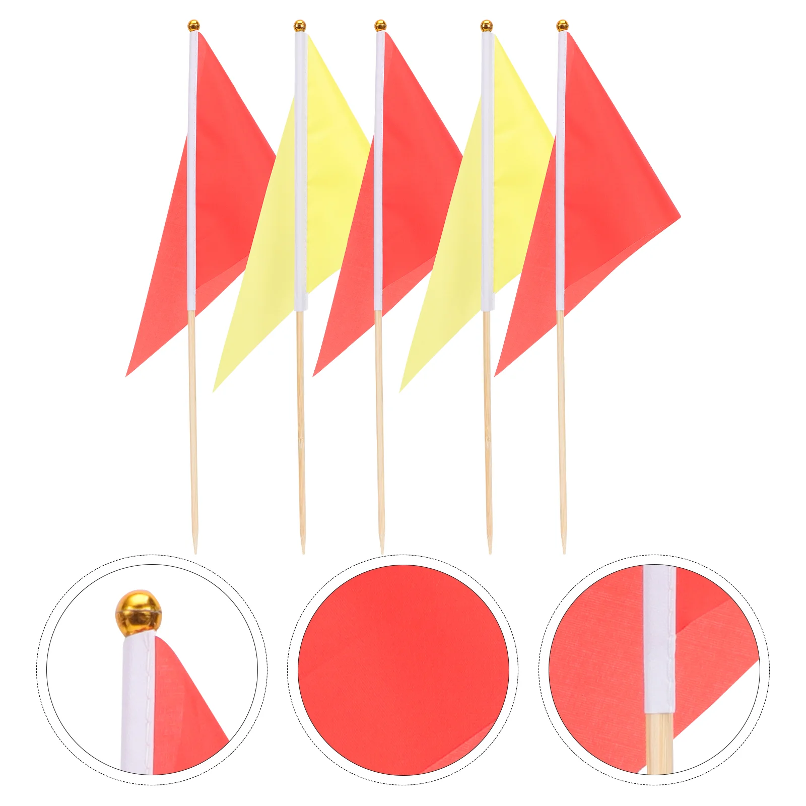 

10 Pcs Triangle Bunting Marker Flags Lawn Golf Cart Polyester Yellow Marking Red