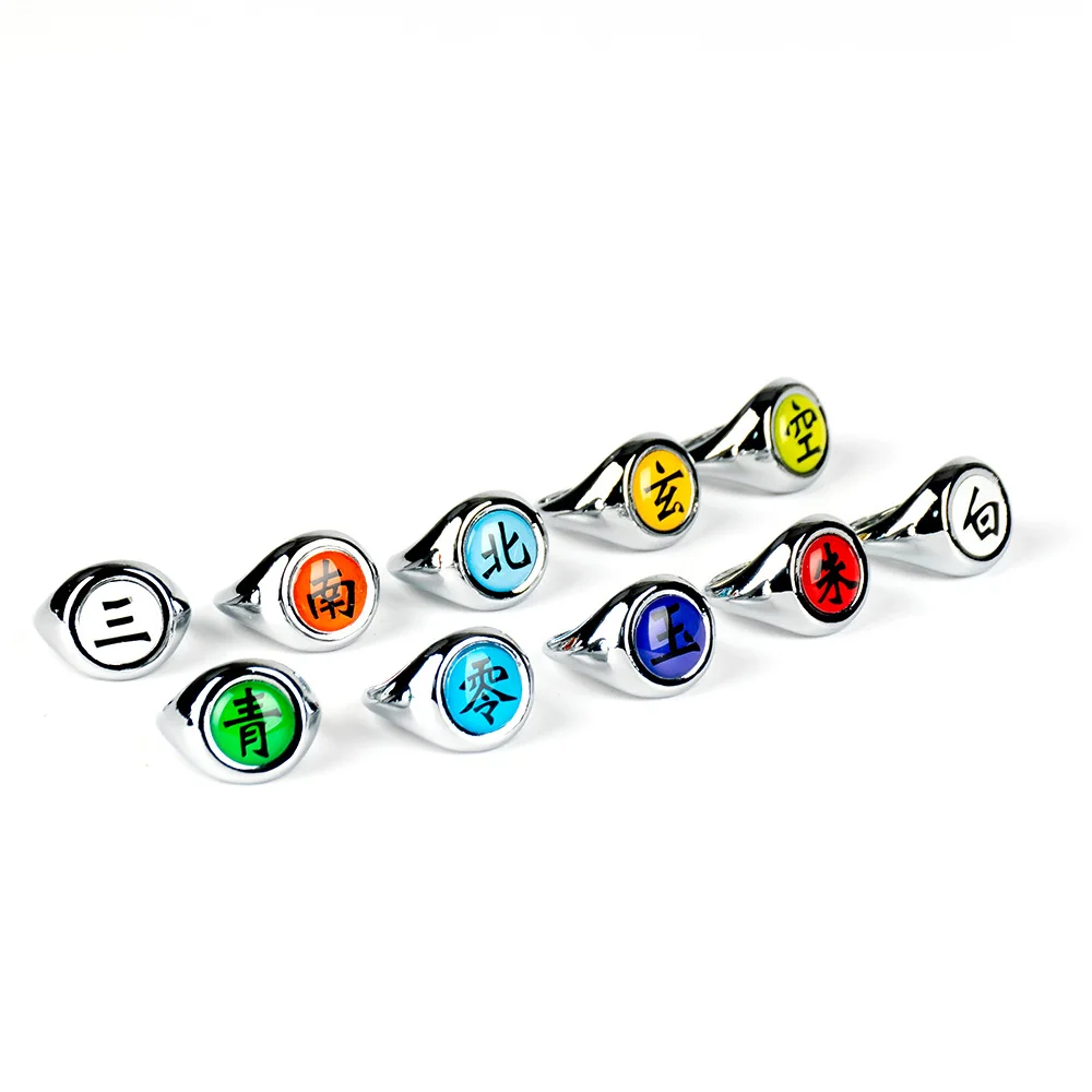 

Wholesale 10pcs/batch Naruto Ninja Anime Cosplay Ring Set Akatsuki Itachi Ring for Women Men Metal Finger Jewelry Accessories