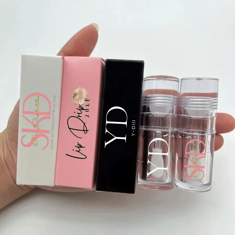 

5.5ml Round Transparent Lip Gloss Tubes with Big Wand Brush Logo Custom Wholesale Lipgloss Lipstick Lip Blam Bottles Containers