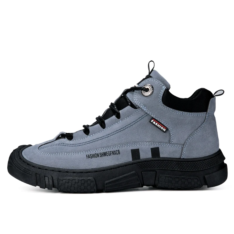 R. XJIAN Men's Winter High Top Hiking Shoes Outdoor Leisure Sports  Anti Slip Wear Resistant Travel Thick Bottomed Sneakers