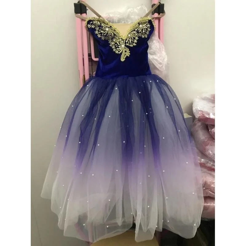 

Royal Blue Ballerina Dress irls Ballet Skirt Lon Dance Dress For Cildren Women Performance Costumes irls Slin Belly Dance