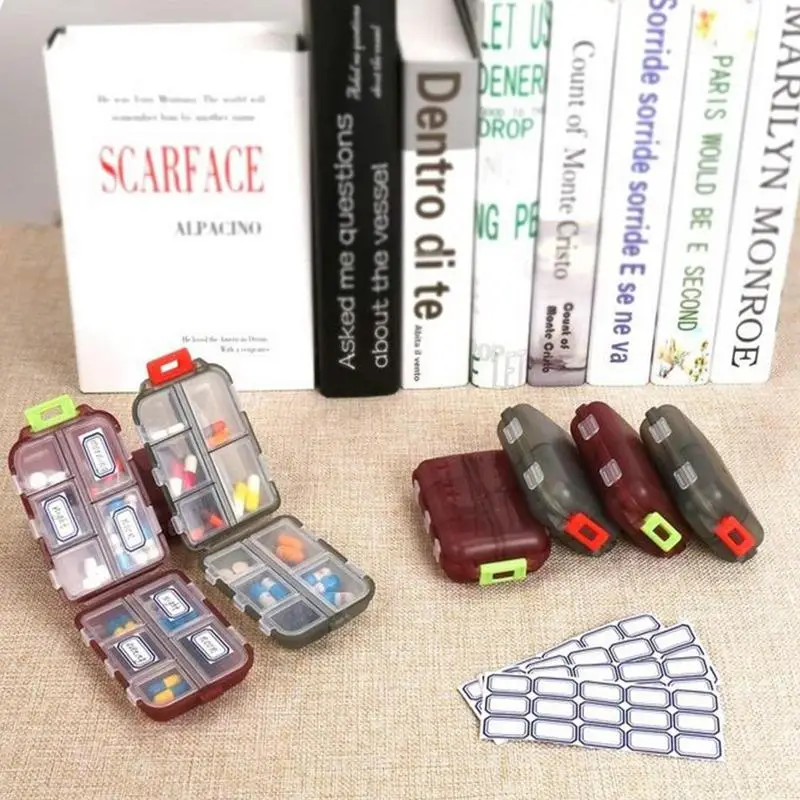 

10grids Organizer Container For Tablets Travel Pill Box With Seal Ring Small Box For Tablets Wheat Straw Container For Medicines