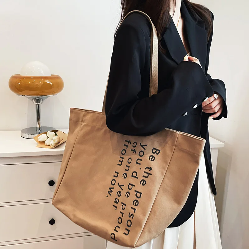 

Холщовая большая женская сумка-шоппер через плечо, эко-хлопчатобумажная женская сумка-шоппер, тканевая женская сумка-книга