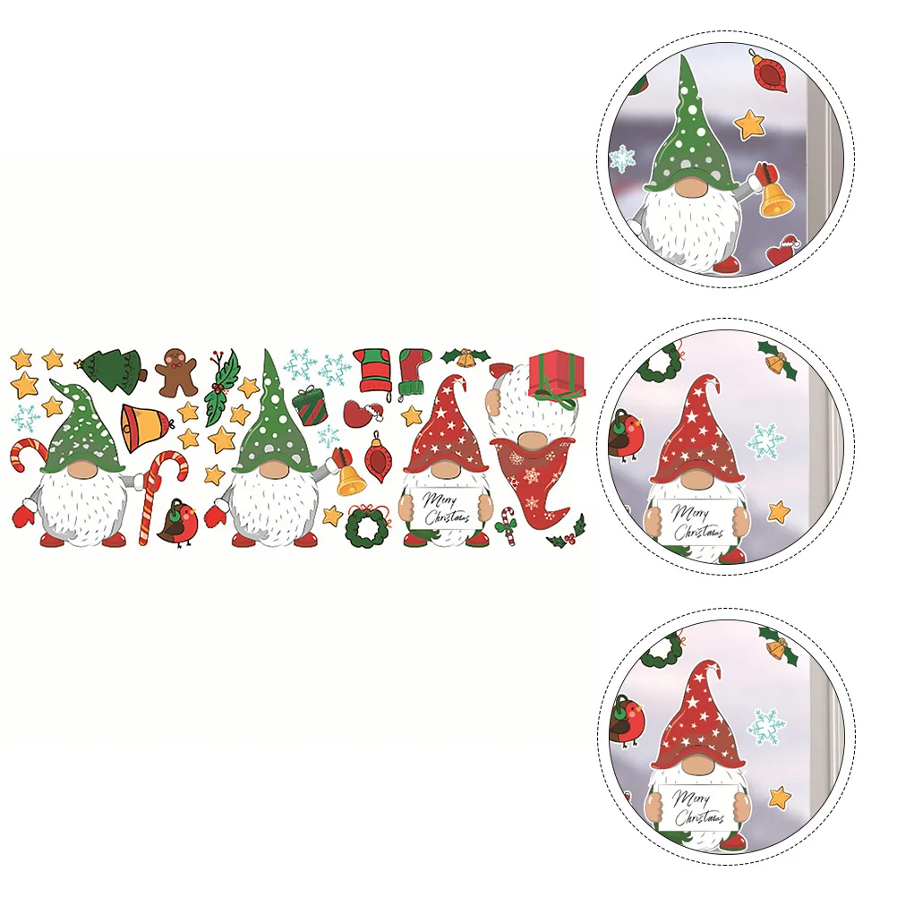

Christmas Window Wall Stickers Sticker Decorations Decal Door Refrigerator Decalssanta Self Adhesive Displayholiday Snow Fridge