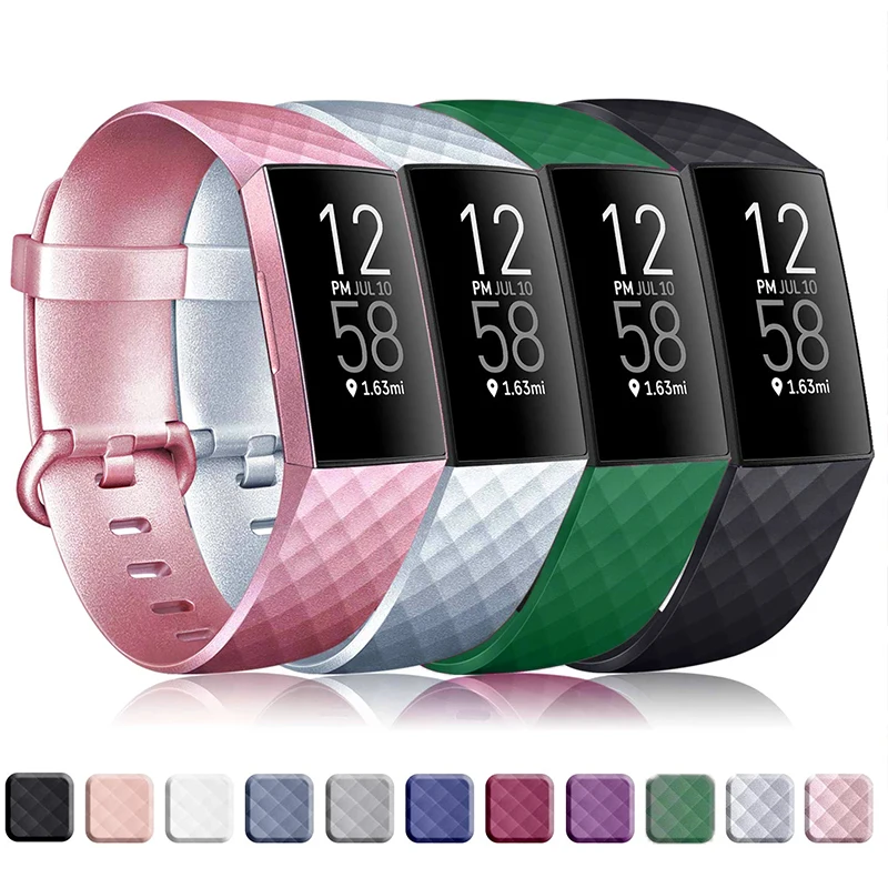 

Ремешок силиконовый текстурированный для умных часов Fitbit watch band Charge 3 SE Charge 4, сменный водонепроницаемый спортивный браслет для наручных час...