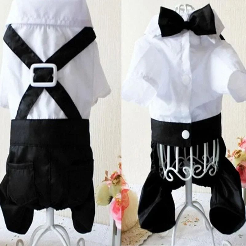 Фото Dog Apparel Gentleman Clothes Wedding Suit Shirt For Small Dogs Bowtie Tuxedo Pet Outfit Halloween Christmas Costume Puppy Cats №5