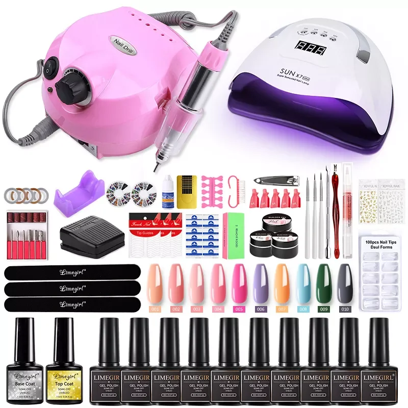 

Manicure set Nail Kit Gel polish set 120/80/54W UV led Lamp With Gel Varnish Set Nail Drill Manicure Tool Kit Nail Extension Kit