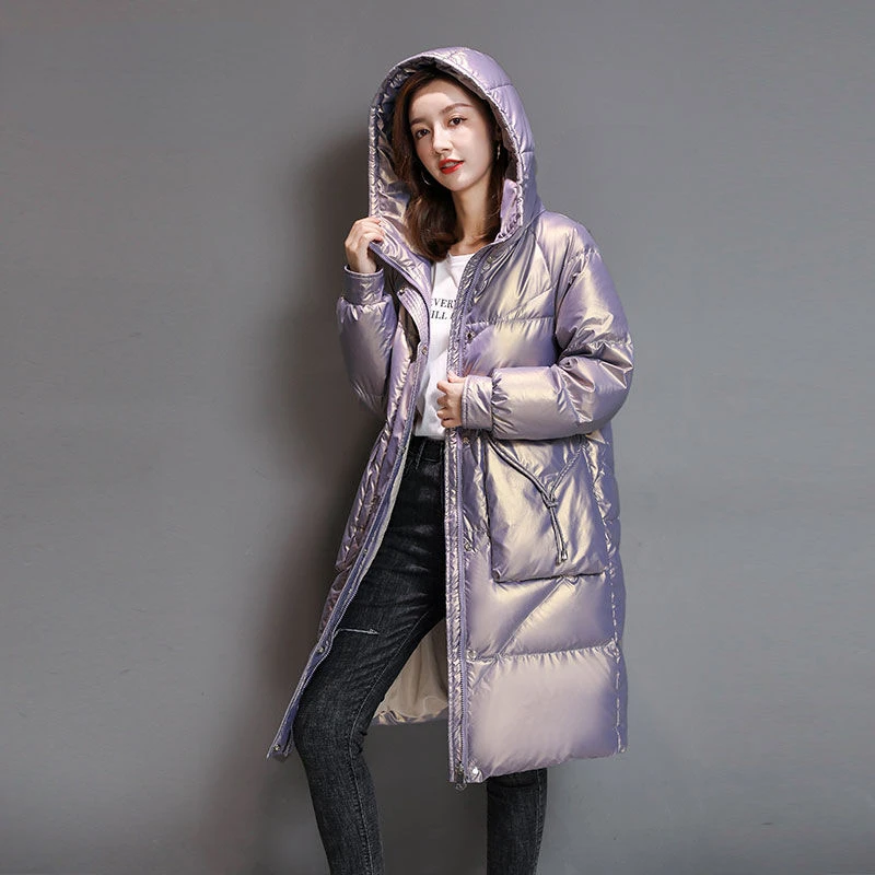 

2022 Women's Down Puffer Jackets Winter Parka Baggy Thickened Warm Solid Hooded Fashion Coats Parkas White Duck Down Coat E599