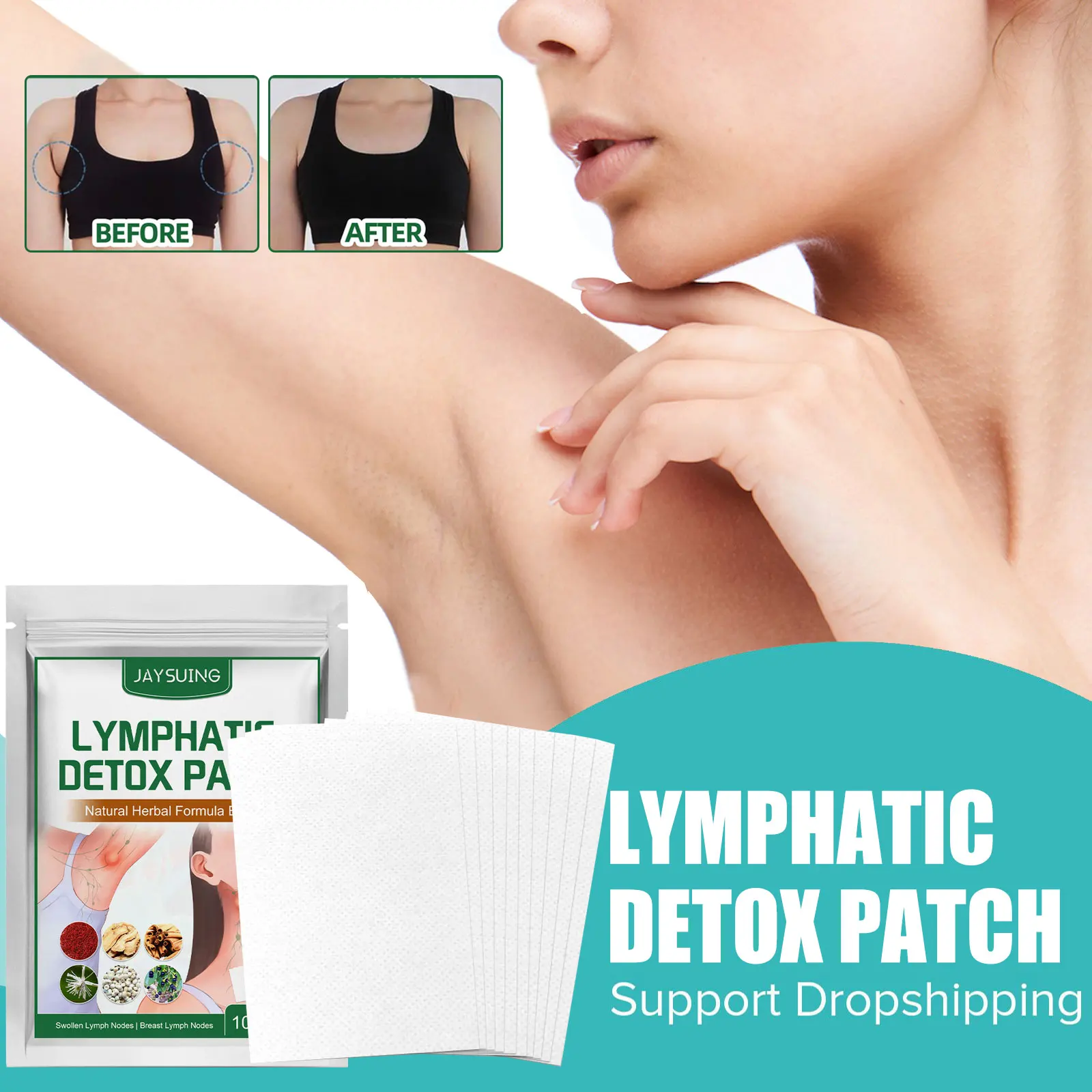 

Lymphatic Drainage Patch Armpit Lymph Detox Breast Swelling Subcutaneous Lump Hypertrophy Remove Nodes Swell Pain Plaster 10pcs