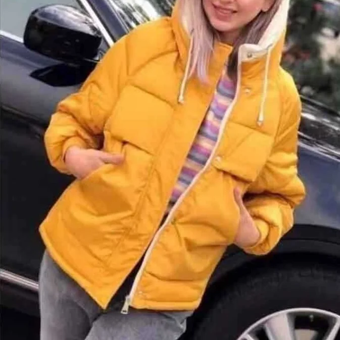 Winter Jacket Ladies Fashion Casual Hooded Bubble Jacket Patchwork Temperament Elegant Slim Fit Short Parka Mujer Women Clothing