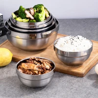 new 7 sizes stainless steel ramen bowls childrens tableware noodles salad plates double layer mixing container kitchen utensils