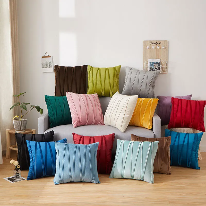 

Geometric Velvet Cushion Cover Soft Solid Decorative Sofa Throw Pillow Cover Cushion Case for Bedroom Home Decoration 45x45cm