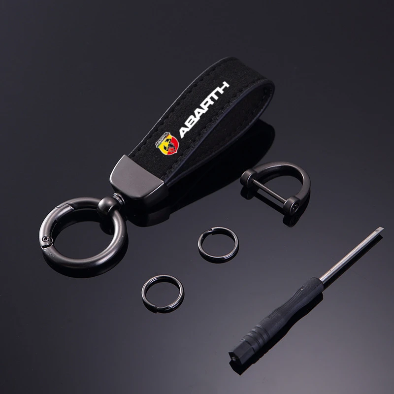

New Women Men Luxury Car KeyRing Suede Leather Car Keychain Accessories For Fiat Abarth 595 Abarth 500 abarth 124 spider