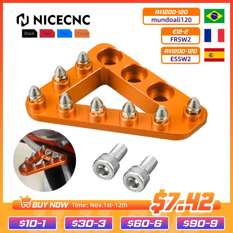 Задняя педаль тормоза NICECNC ступенчатая пластина для KTM EXC EXCF SX SXF XC XCF XCW XCFW TPi 6D 125 200