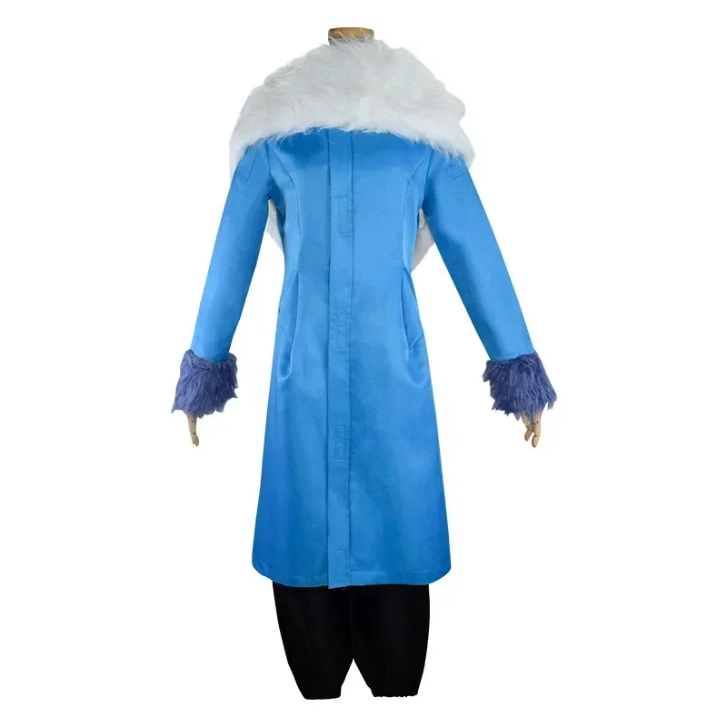 Фото Аниме That Time I Got Reincarnated As A Slime Rimuru Tempest Косплей Костюм Парик Синий Длинный Меховой Воротник Пальто Маска Мужской Костюм Для Вечеринки №2