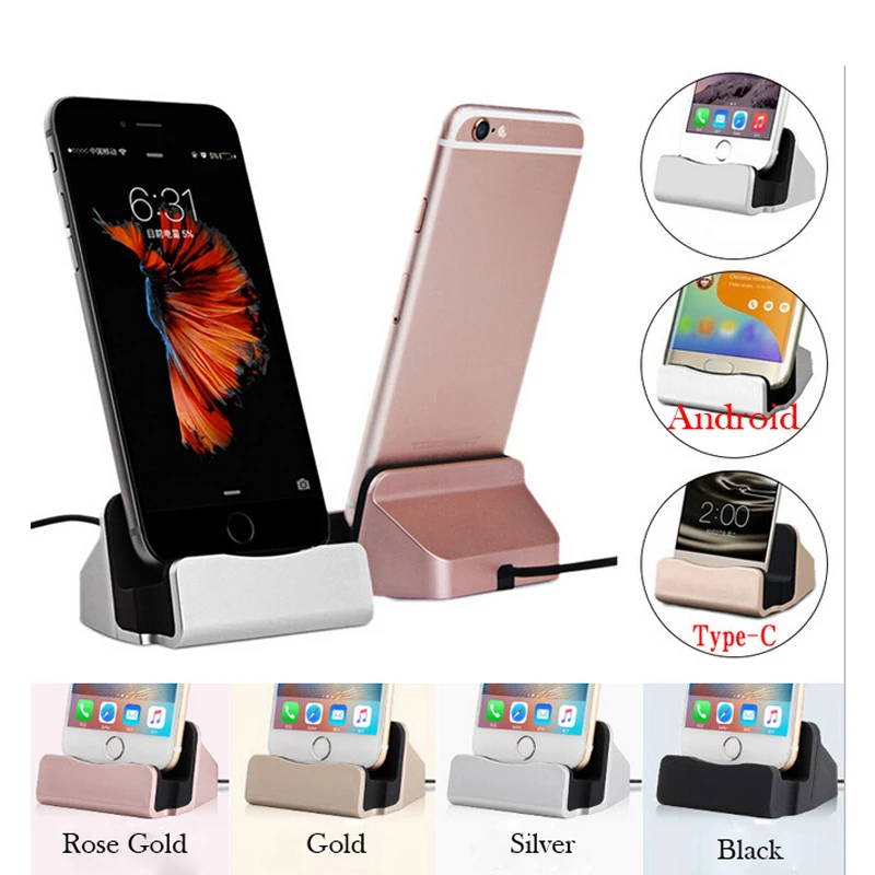 

For iPhone X 8 7 6 USB Cable Sync Cradle Charger Base For Xiaomi Android Type C Samsung Stand Holder Charging Base Dock Station