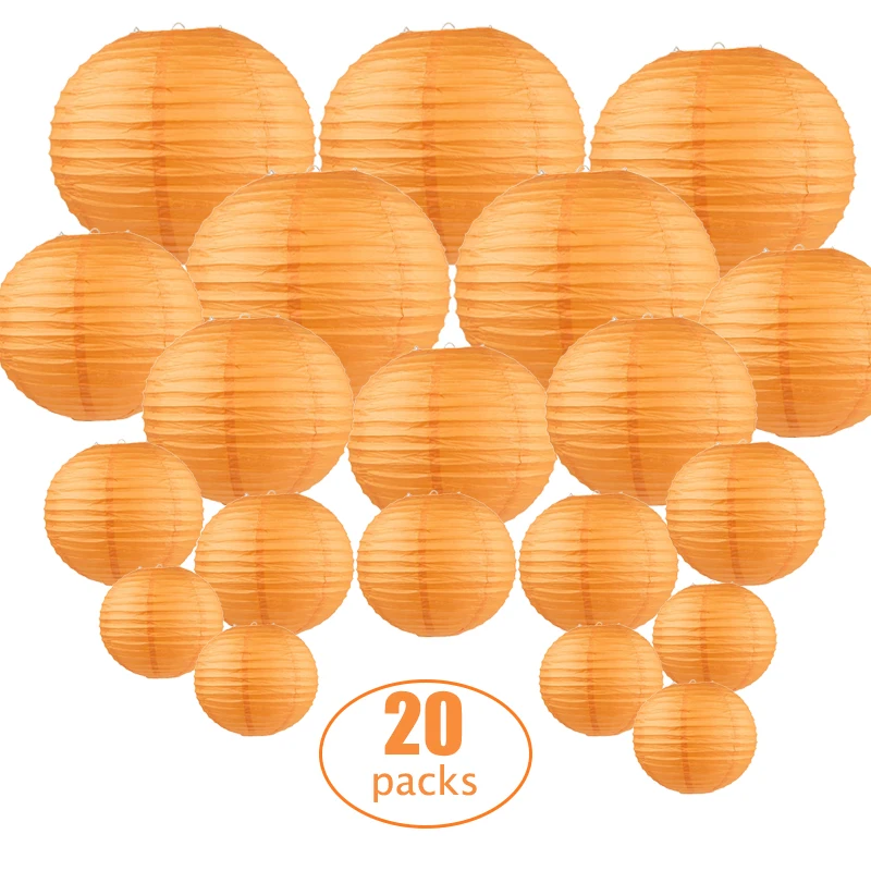 

Бумажные фонарики оранжевые 6-12 дюймов набор из 20 штук
