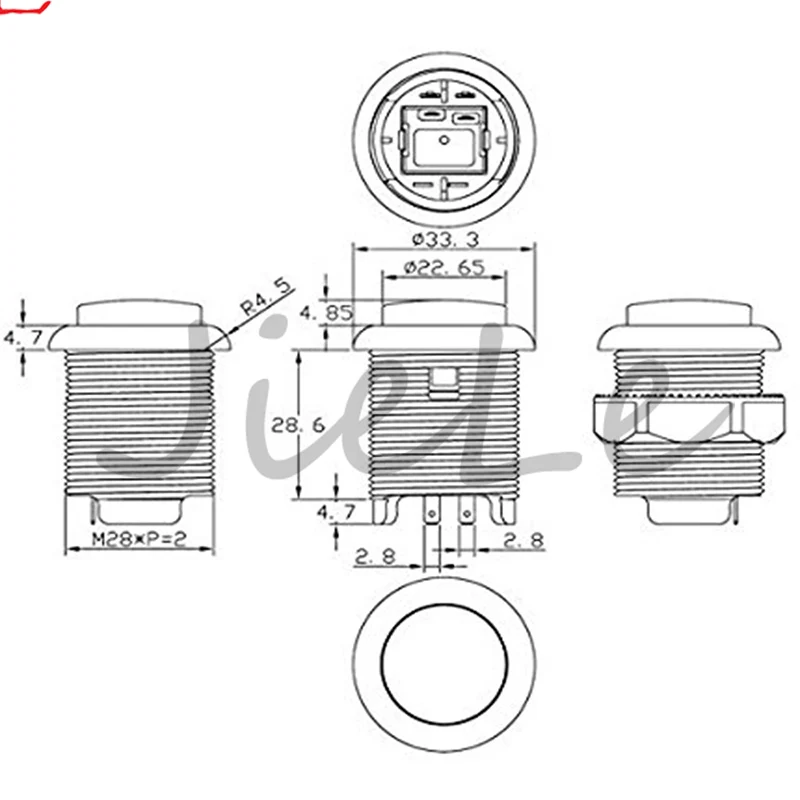 10 шт. 5 в светодиодная подсветка кнопка для аркадного джойстика 28 мм полноцветная