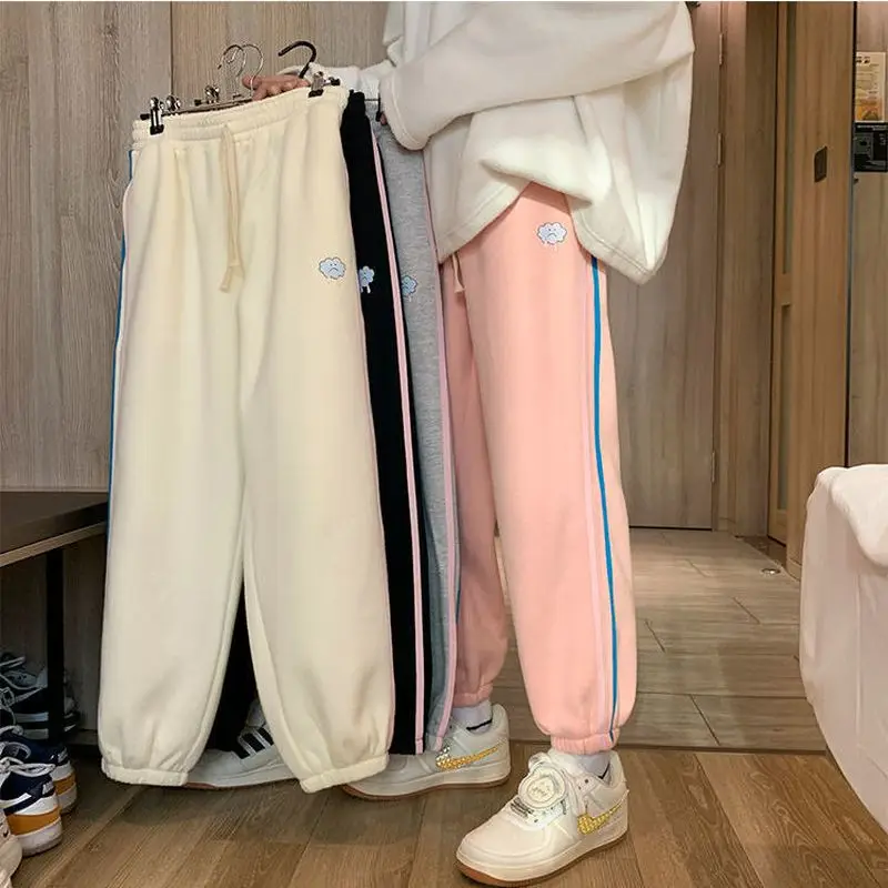 

Oversized Preppy Sports Sweatpants Men Women's Loose Spring Summer Simple Cartoon Printed Casual Pants Hip Hop Jogging Trousers