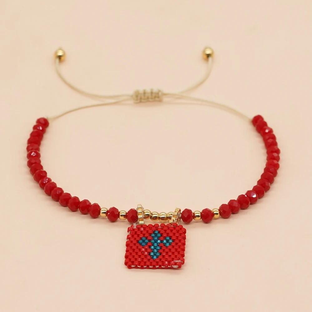 

Go2boho Крест Шарм красные хрустальные бусины браслеты для женщин ручной работы Новые бусины в стиле бохо подарок ювелирной дружбы