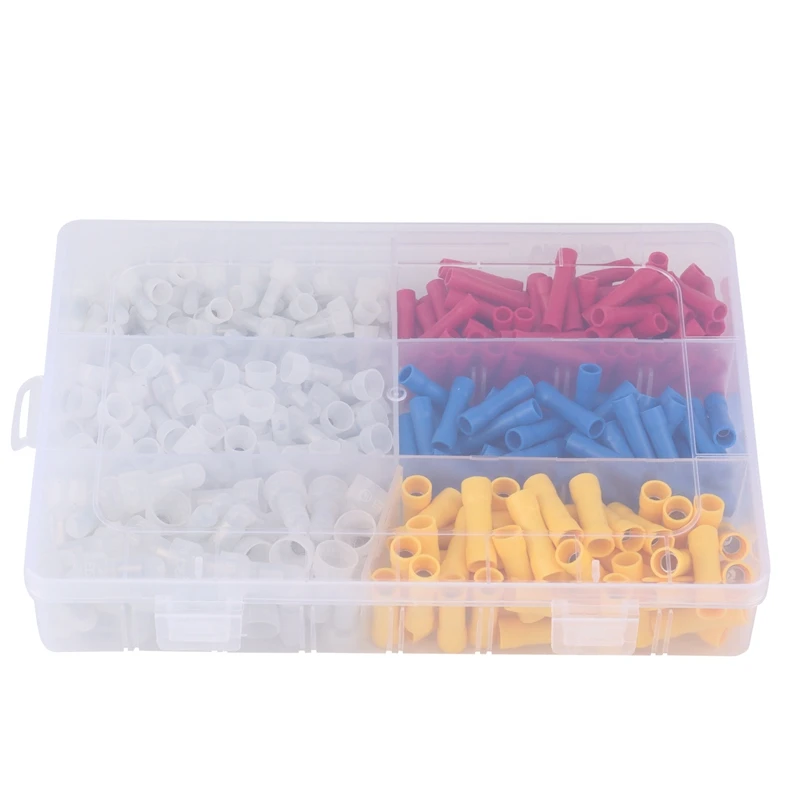 

430Pcs Boxed Red, Yellow And Blue Copper Intermediate Tube Closed End Cap Insulated Terminal Combination