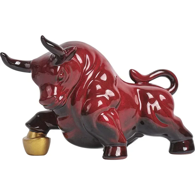 Счастливый талисман красная корова керамический маленький орнамент офис