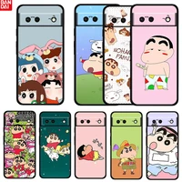 crayon shin chan boy shockproof cover for google pixel 6 6a 5 4 5a 4a xl pro 5g fundas soft silicone black phone case cover capa