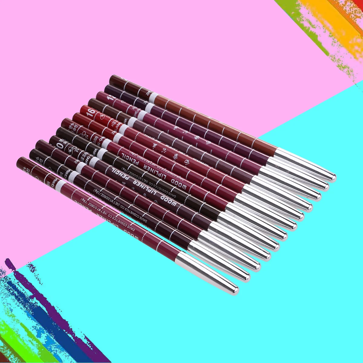 

12PCS Easy to Apply Smooth Lip Makeup Set Lipliner Lip Liner Pencils for Ladies