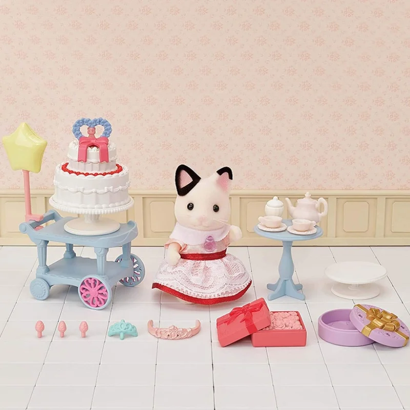 Новый Sylvanian Families аниме-фигурка серии черные уши кошка праздничный набор кукла