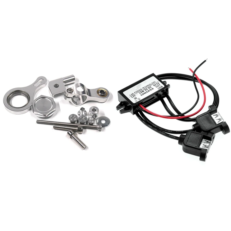 

12V To 5V DC Voltage Transformer 3A USB Converter With 1 Set Steering Stabilizer Damper Bracket For Yamaha Yzf R6 06-17